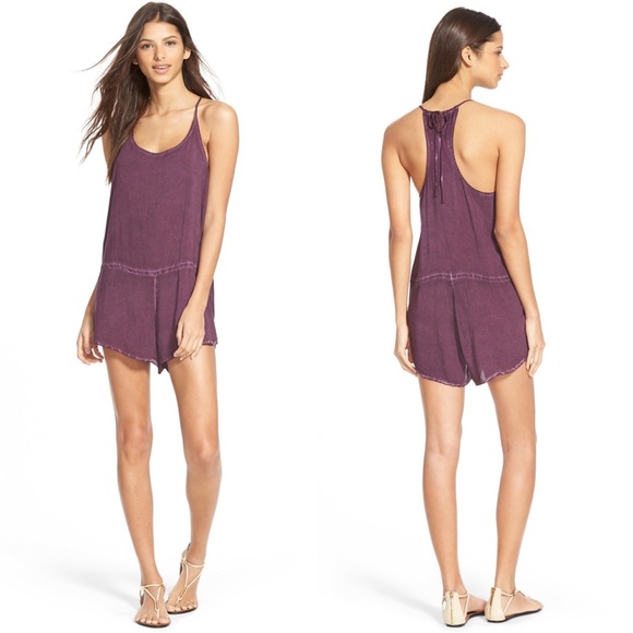 Betro Simone Racerback Drop Waist Romper Beet - Picture 1 of 8